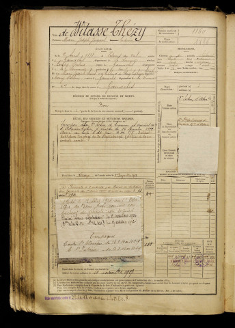 de Witasse Thézy, Marie Joseph Jacques Ludovic, né le 02 avril 1878 à Vismes (Somme), classe 1898, matricule n° 1160, Bureau de recrutement d'Abbeville