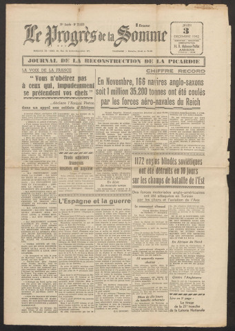 Le Progrès de la Somme, numéro 22833, 3 décembre 1942