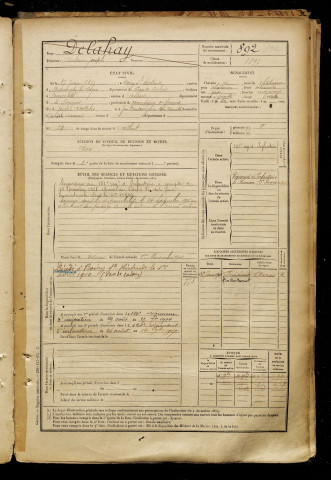 Delahay, Antoine Joseph, né le 17 juin 1877 à Boiry-Sainte-Rictrude (Pas-de-Calais), classe 1897, matricule n° 892, Bureau de recrutement de Péronne