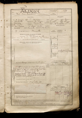 Vasseur, René Isaïe Aristide, né le 12 janvier 1876 à Montigny-les-Jongleurs (Somme), classe 1896, matricule n° 139, Bureau de recrutement d'Abbeville
