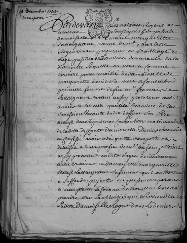 Etude de Me François Henin à Amiens (étude n°3). Minutes de l'année 1744