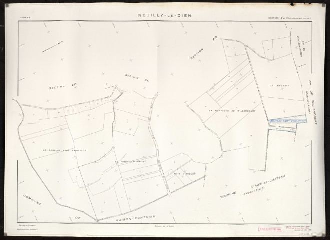 Plan du cadastre rénové - Neuilly-le-Dien : section ZC