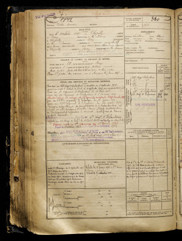 Féret, Victor André, né le 06 octobre 1897 à Chipilly (Somme), classe 1917, matricule n° 380, Bureau de recrutement de Péronne
