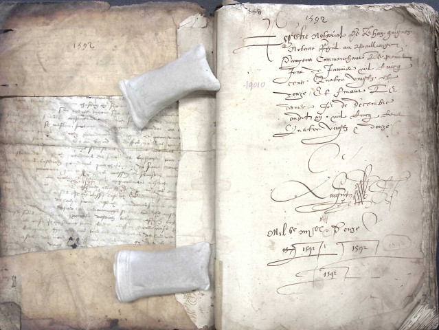 Etude de Me Jean Quignon à Amiens (étude n°22). Minutes de l'année 1592