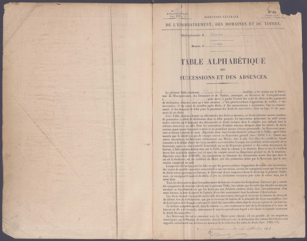 Table des successions et absences du bureau d'Acheux-en-Amiénois