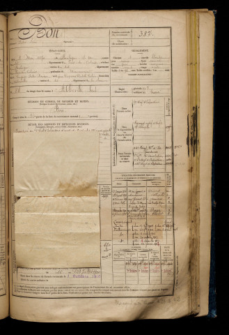 Bon, Jules Léon, né le 08 mai 1870 à Boulogne-sur-Mer (Pas-de-Calais), classe 1890, matricule n° 387, Bureau de recrutement d'Abbeville