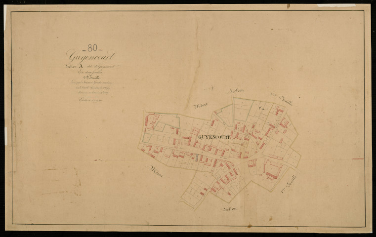 Plan du cadastre napoléonien - Guyencourt-Saulcourt (Guyencourt) : Guyencourt, A2