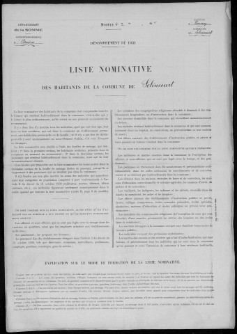 Recensement de la population : Hornoy-le-Bourg (Selincourt)