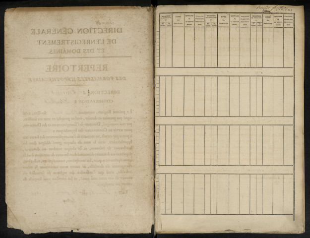 Répertoire des formalités hypothécaires, du 12/07/1838 au 23/07/1839, volume n° 61 (Conservation des hypothèques de Doullens)