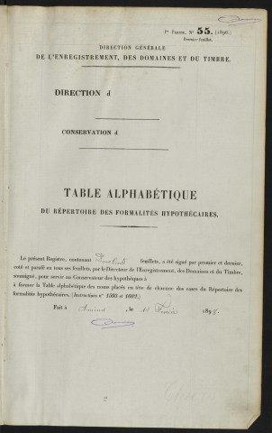 Table alphabétique du répertoire des formalités, de Bezaud à Biorré, registre n° 10 (Abbeville)