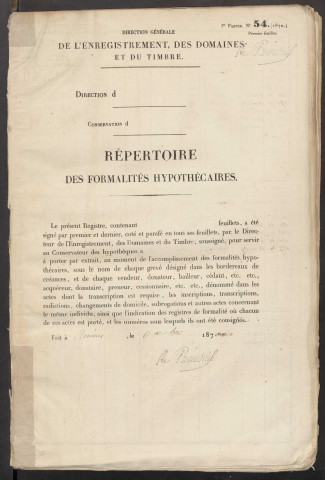 Répertoire des formalités hypothécaires, du 13/05/1871 au 31/07/187, volume 354 (Conservation des hypothèques d'Amiens)