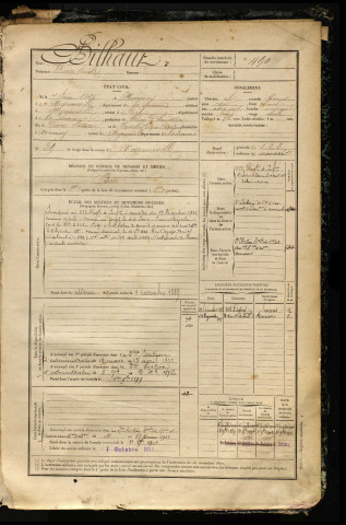 Bilhaut, Pierre Emile, né le 07 juin 1865 à Miannay (Somme), classe 1885, matricule n° 490, Bureau de recrutement d'Abbeville