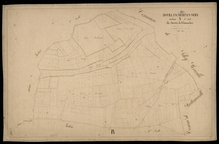 Plan du cadastre napoléonien - Bouillancourt-en-Sery : Chemin de Gamaches (Le), A1
