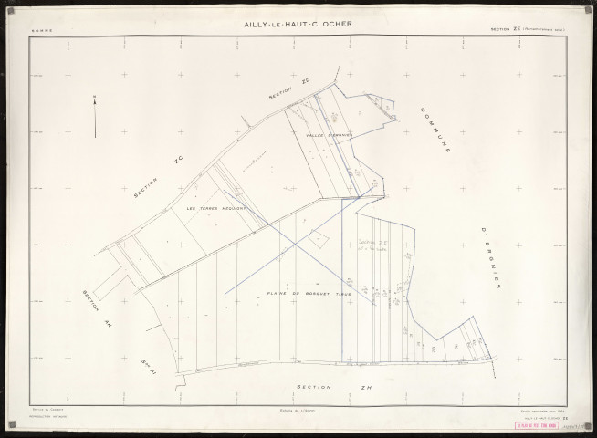 Plan du cadastre rénové - Ailly-le-Haut-Clocher : section ZE