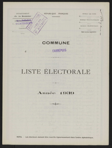 Liste électorale : Carrépuis