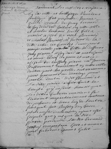 Etude de Me Antoine Debacq à Amiens (étude n°6). Minutes de l'année 1690