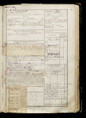 Deneux, Camille Firmin, né le 25 septembre 1896 à Liercourt (Somme), classe 1916, matricule n° 895, Bureau de recrutement d'Abbeville