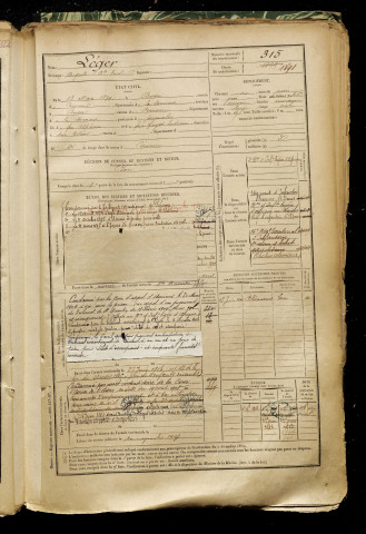 Léger, Auguste Jean Baptiste Ernest, né le 13 mars 1879 à Bussu (Somme), classe 1899, matricule n° 315, Bureau de recrutement de Péronne