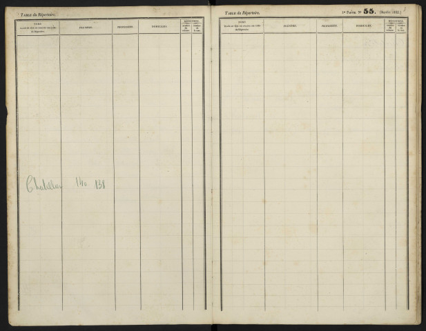 Table alphabétique du répertoire des formalités, de Chatelet à Clair, registre n° 27 (Abbeville)
