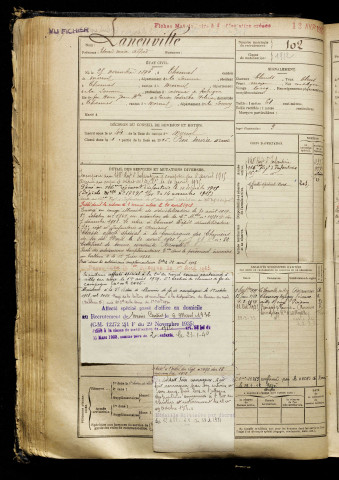 Laneuville, Edouard Moise Alfred, né le 25 novembre 1896 à Thennes (Somme), classe 1916, matricule n° 102, Bureau de recrutement de Péronne