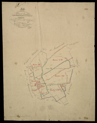 Plan du cadastre napoléonien - Caulieres : tableau d'assemblage