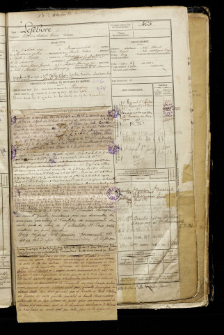 Lefebvre, Clovis Arthur César, né le 07 août 1893 à Beaurainville (Pas-de-Calais), classe 1913, matricule n° 465, Bureau de recrutement d'Amiens