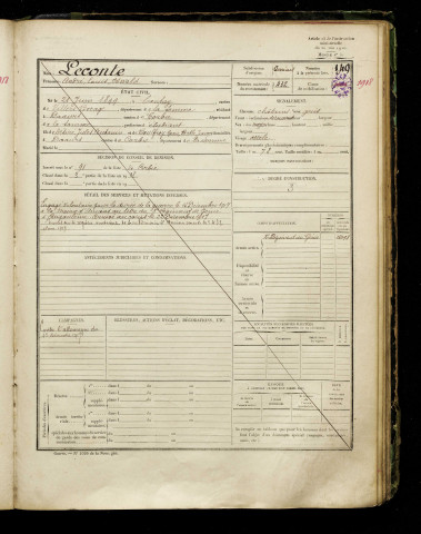 Leconte, André Louis Oswald, né le 21 juin 1899 à Contay (Somme), classe 1917, matricule n° 432, Bureau de recrutement d'Amiens