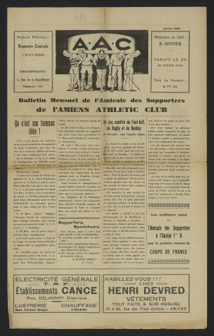 Bulletin mensuel de l'amicale des supporters de l'Amiens Athlétic Club (nouvelle édition) - Saison 1929-1930