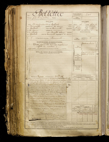 Bellettre, Jules Furcy Gaëtan, né le 24 septembre 1881 à Meillard (Le) (Somme), classe 1901, matricule n° 304, Bureau de recrutement d'Abbeville