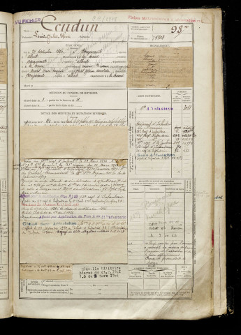 Coudun, Louis Jules Henri, né le 27 septembre 1890 à Bouzincourt (Somme), classe 1910, matricule n° 987, Bureau de recrutement de Péronne