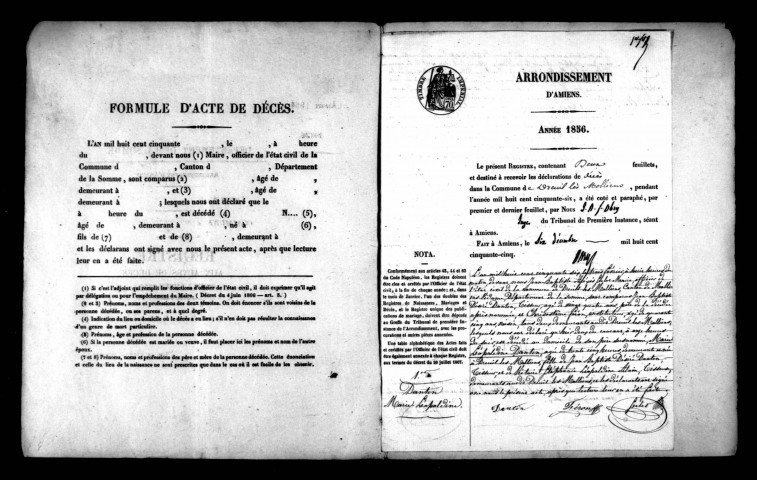 Dreuil-lès-Molliens : naissances, mariages, décès (1837-1856)