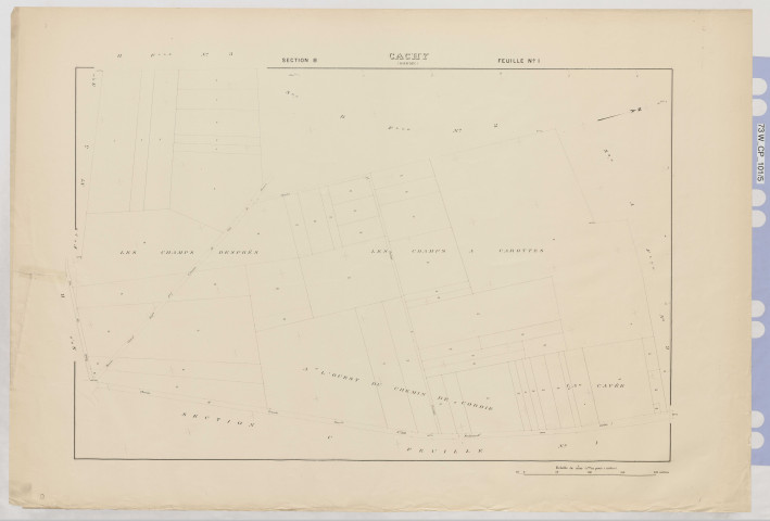 Plan du cadastre rénové - Cachy : section B1