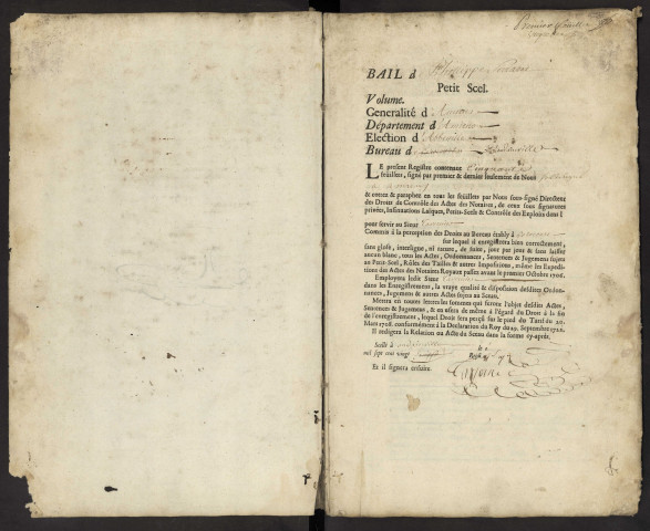 Petit Scel du bureau d'Andainville pour la période du 24 mars 1763 au 18 août 1772