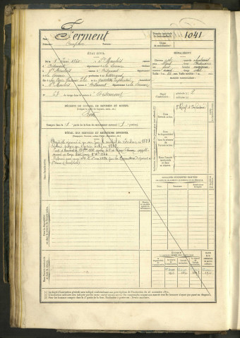Ferment, Onupsire, né le 01 juin 1860 à Saint-Maulvis (Somme, France), classe 1880, matricule n° 1041, Bureau de recrutement d'Amiens