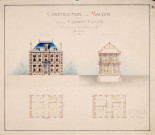 Maison particulière de M. Caron Tillier : plan en élévation de la façade, plan du rez-de-chaussée et du premier étage dressés par l'architecte Paul Delefortrie