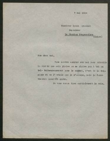 Témoignage de Ayrolles, Louis et correspondance avec Jacques Péricard