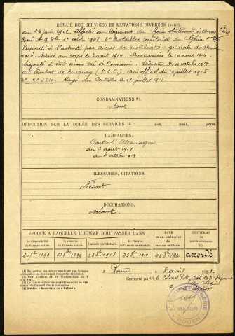 Laubier, Georges Achille, né le 03 juin 1877 à Marcelcave (Somme), classe 1897, matricule n° 1148, Bureau de recrutement d'Amiens