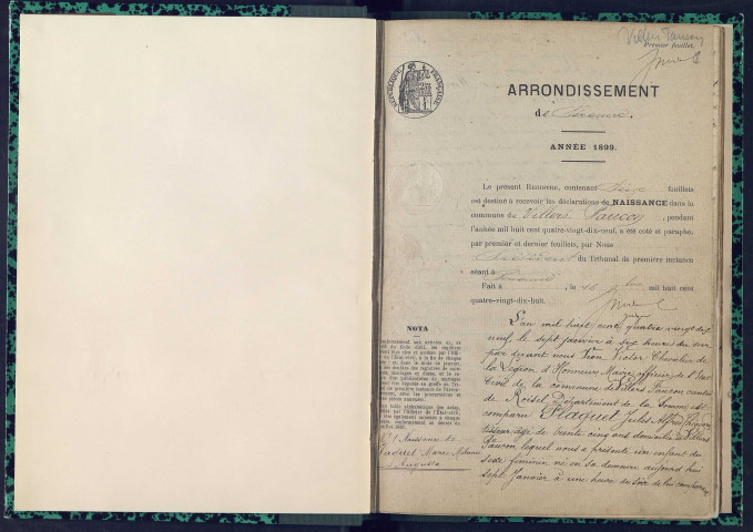 Villers-Faucon : naissances, mariages, décès (1899-1900)