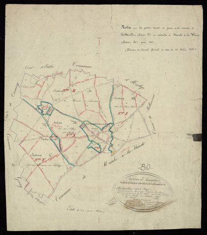 Plan du cadastre napoléonien - Rethonvillers (Rethonvllers) : tableau d'assemblage