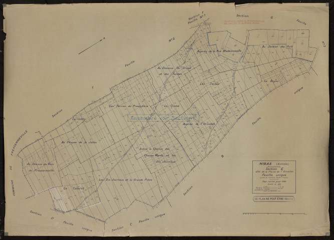 Plan du cadastre rénové - Nibas : section E