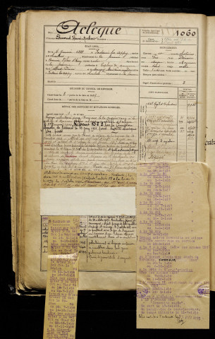 Acloque, Edmond Henri Norbert, né le 04 janvier 1888 à Fontaine-lès-Cappy (Somme), classe 1908, matricule n° 1060, Bureau de recrutement de Péronne