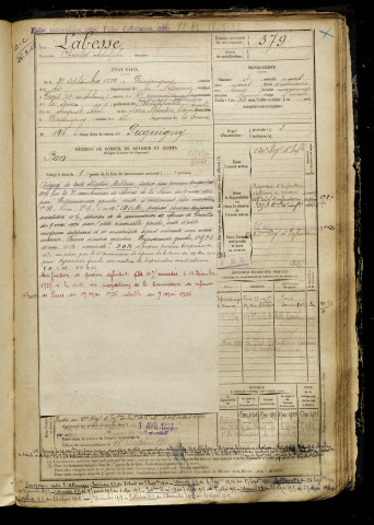 Labesse, Charles Adolphe, né le 21 septembre 1882 à Picquigny (Somme), classe 1902, matricule n° 379, Bureau de recrutement d'Amiens
