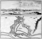 Vue profil et plan géométral de l'enceinte fortifiée de la ville de Corbie