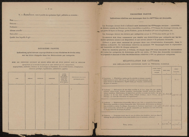 Cléry-sur-Somme. Demande d'indemnisation des dommages de guerre : dossier Boitel-Roussel