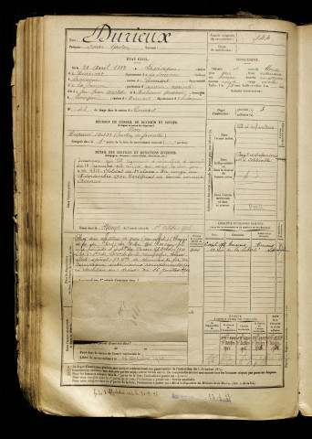 Durieux, Oscar Gaston, né le 21 avril 1882 à Vicogne (La) (Somme), classe 1902, matricule n° 144, Bureau de recrutement d'Abbeville