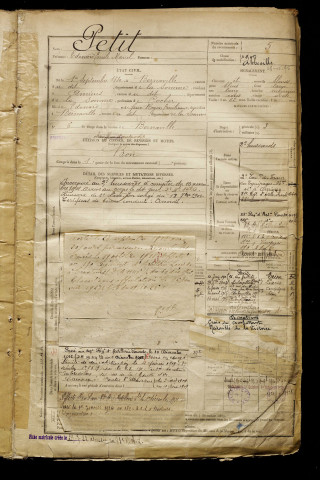 Petit, Edouard Emile Marcel, né le 01 septembre 1880 à Bernaville (Somme), classe 1900, matricule n° 5, Bureau de recrutement d'Abbeville