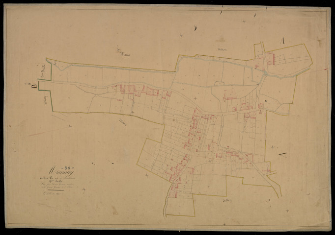 Plan du cadastre napoléonien - Miannay : Lambercourt, A2 et développement de A1