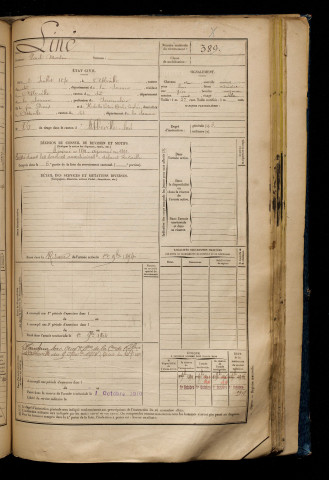 Liné, Paul Martin, né le 02 juillet 1870 à Abbeville (Somme), classe 1890, matricule n° 389, Bureau de recrutement d'Abbeville