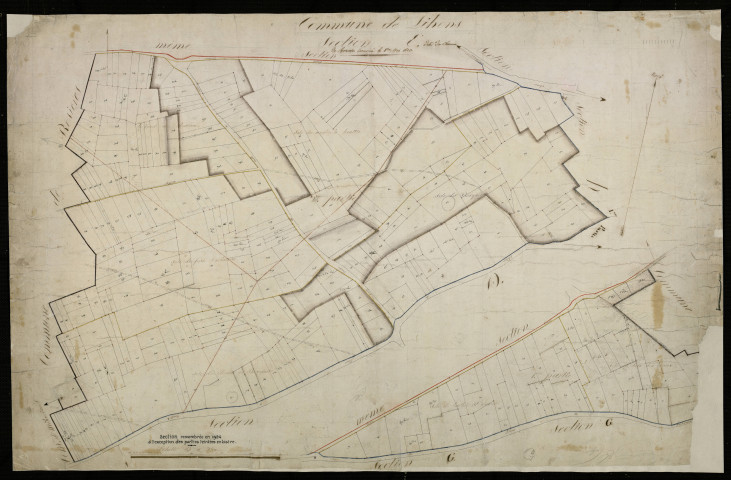 Plan du cadastre napoléonien - Lihons : Chemin de Rosières (Le), E1 et E2