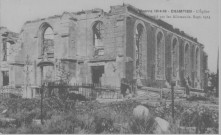Guerre 1914-18 - Champien - L'Eglise incendiée par les Allemands, Sept. 1914